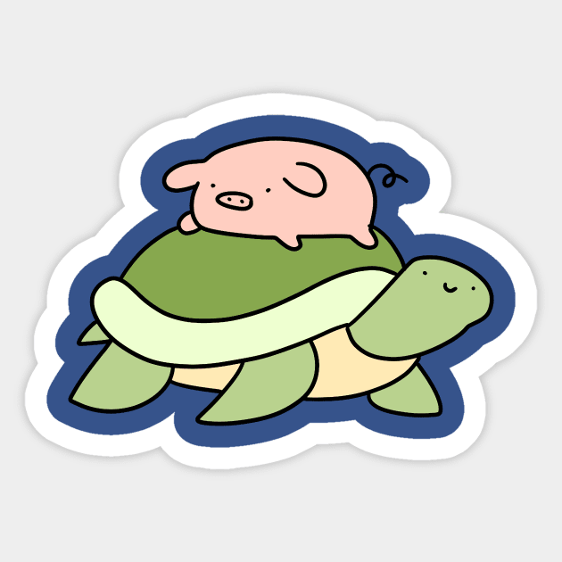 Turtle and Little Pig Sticker by saradaboru